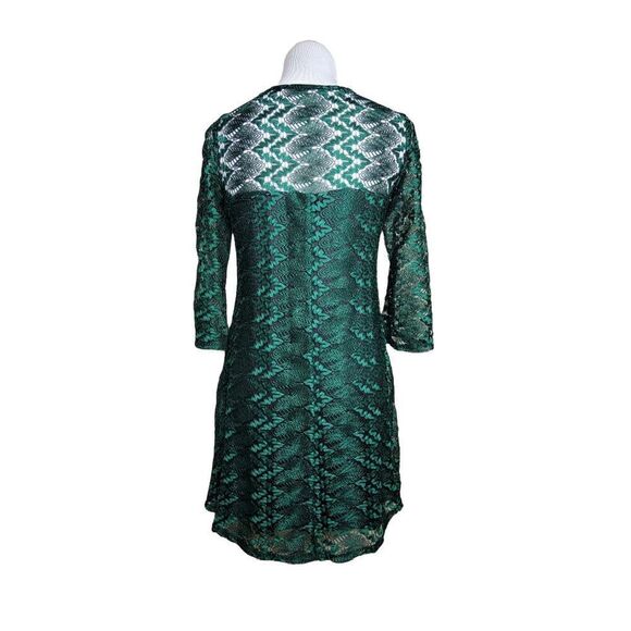 Gabby Skye Lace Overlay Three Quarter Sleeve Mini Dress Green Size 4 - Picture 10 of 10